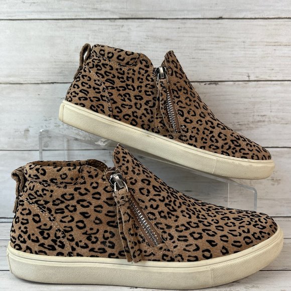 Gianni Bini Ankle Boots Womens Size 7M Brown Suede Leopard Print Double Zip Shoe - Picture 1 of 12
